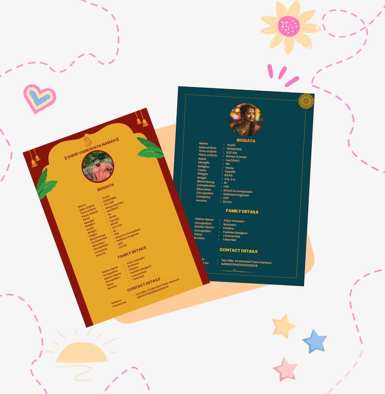 Template with biodata